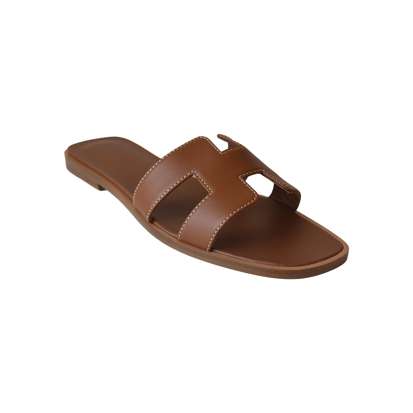 Hermes Oran Sandals Gold Brown-NOBLEMARS