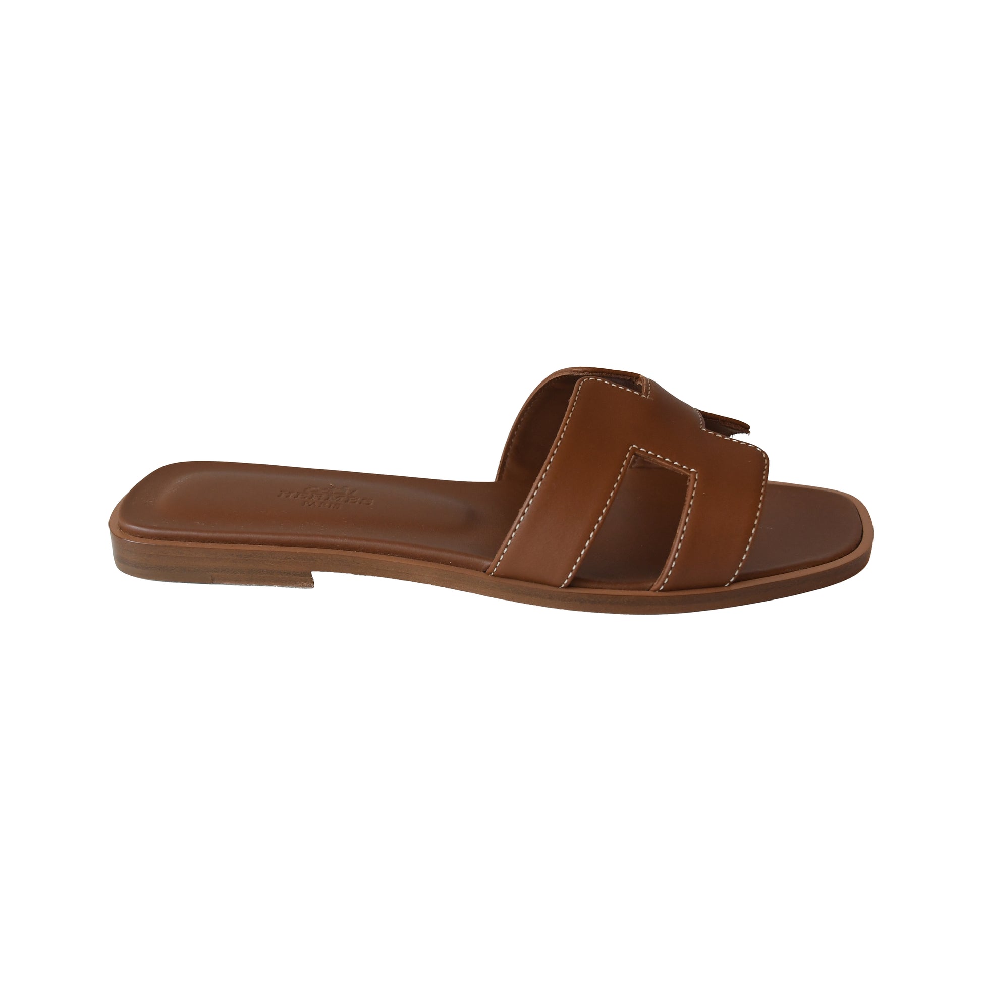 Hermes Oran Sandals Gold Brown-NOBLEMARS