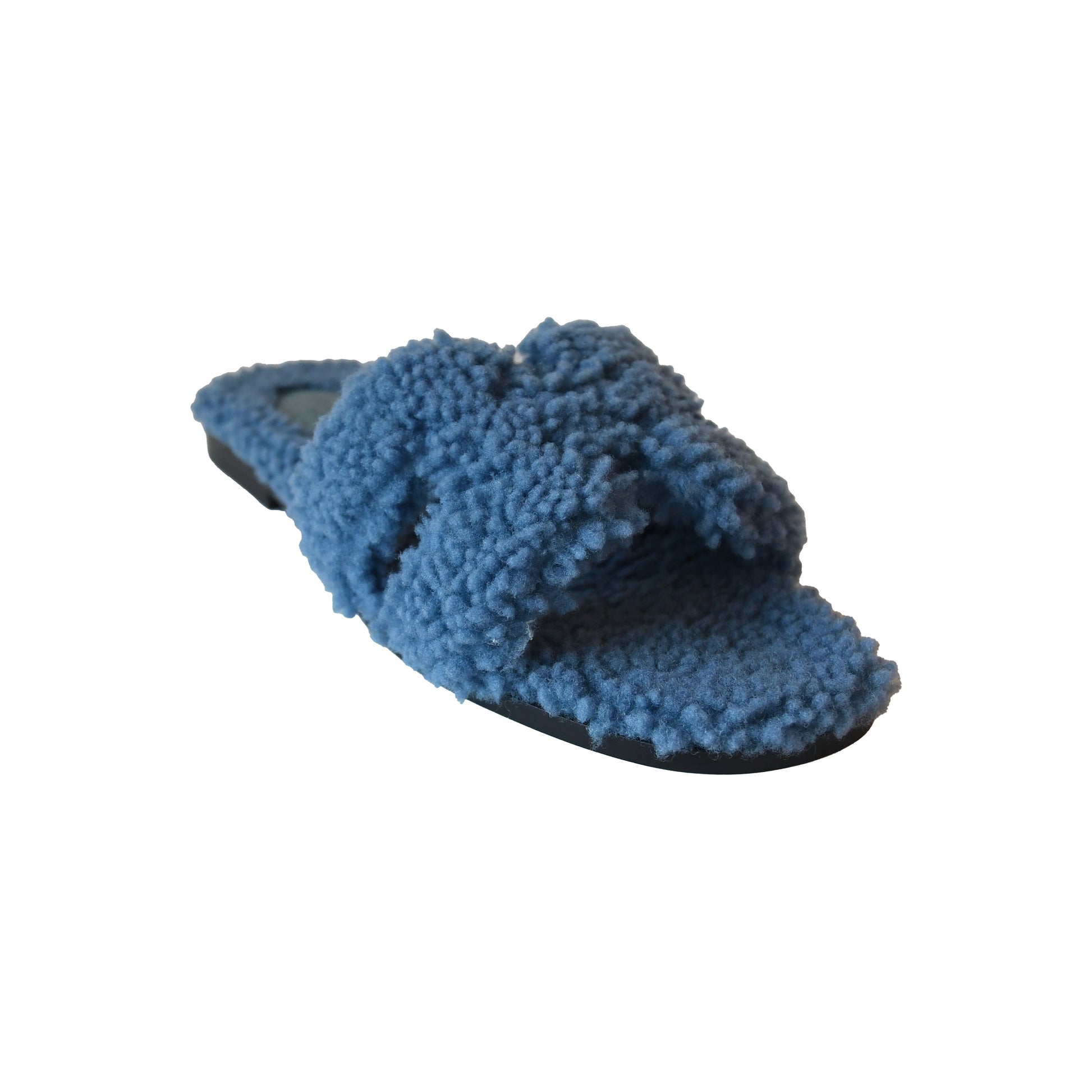 Hermes Oran Teddy Sandals Blue-NOBLEMARS