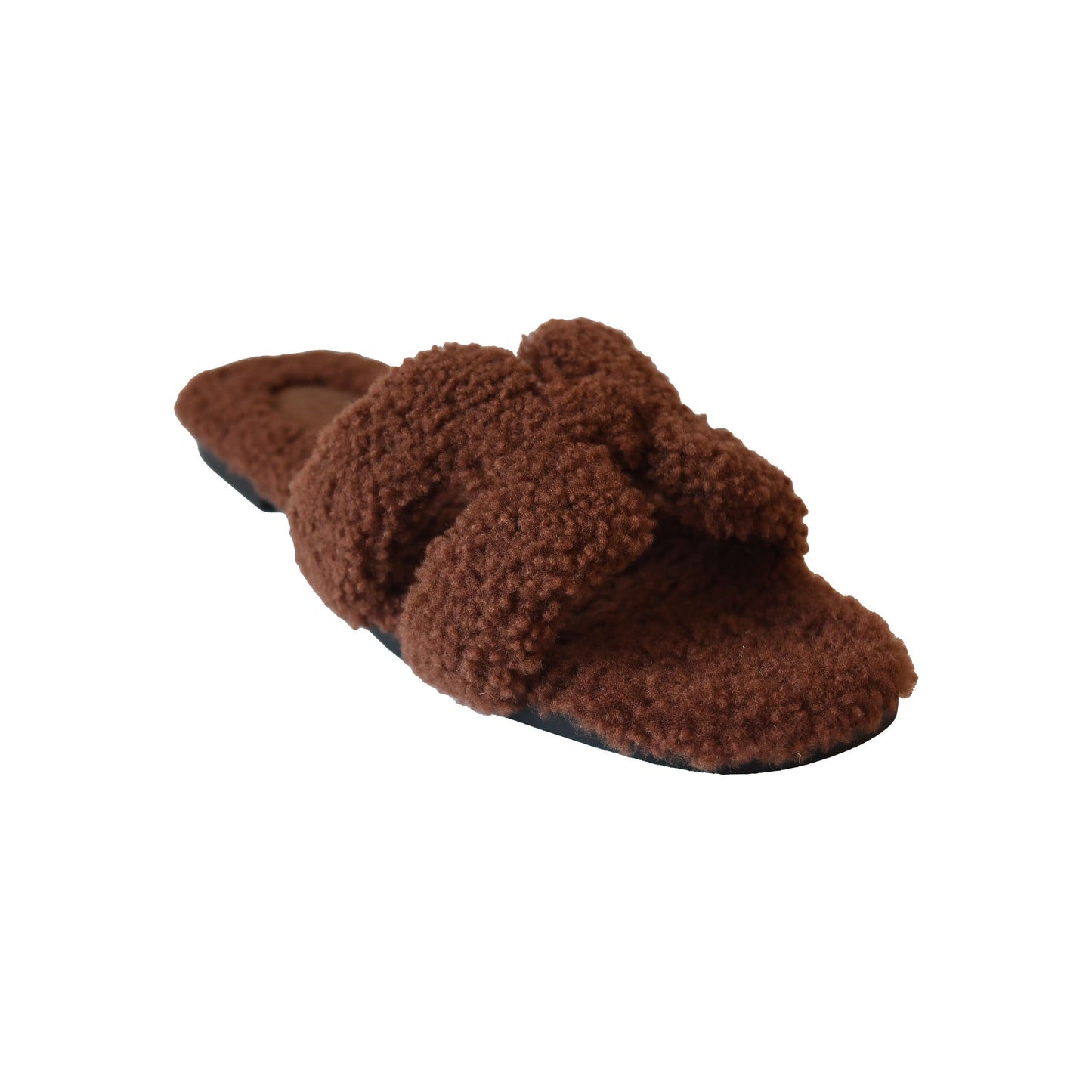 Hermes Oran Teddy Sandals Brown-NOBLEMARS