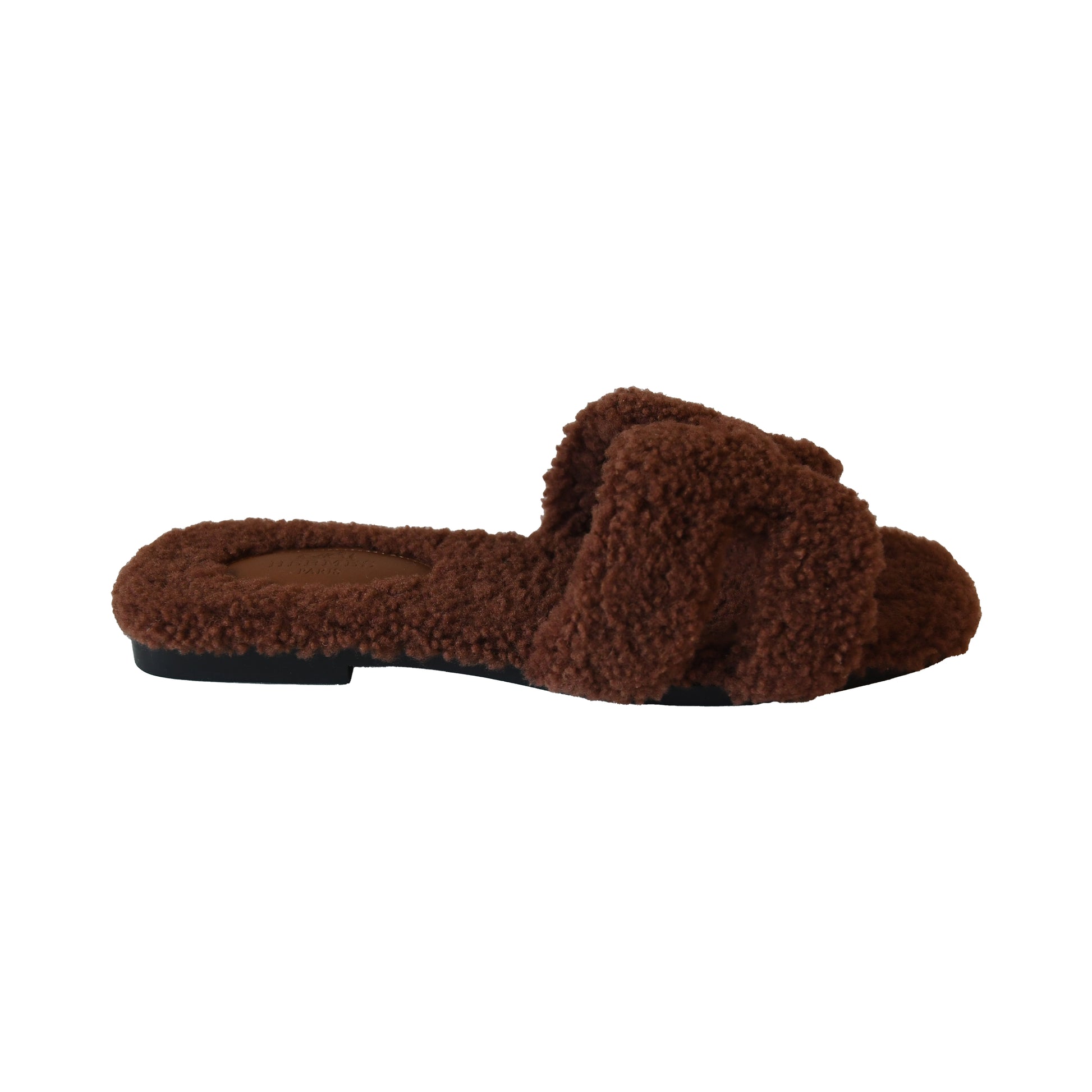 Hermes Oran Teddy Sandals Brown-NOBLEMARS