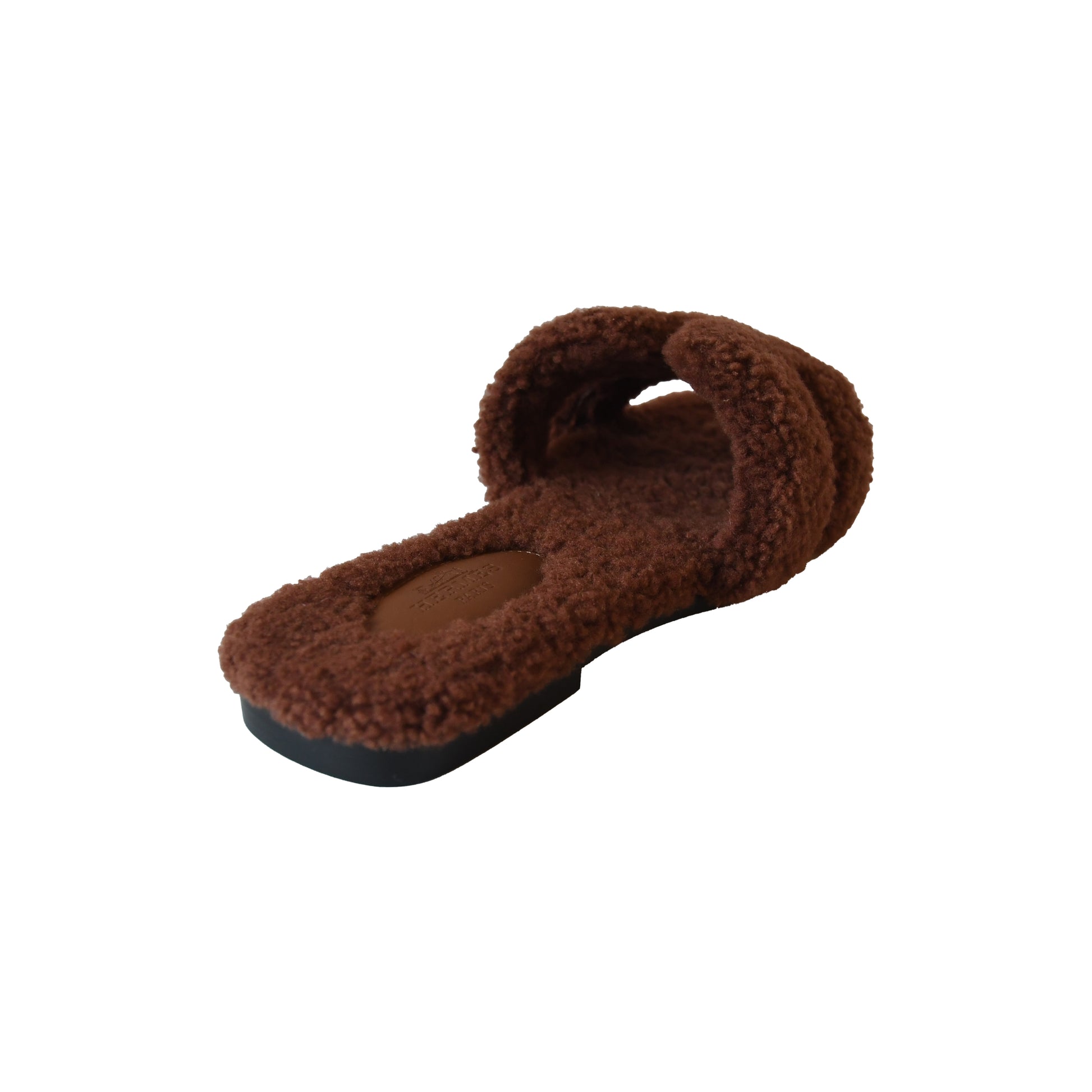Hermes Oran Teddy Sandals Brown-NOBLEMARS