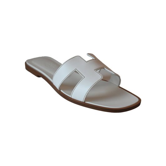 Hermes Oran Sandals White-NOBLEMARS