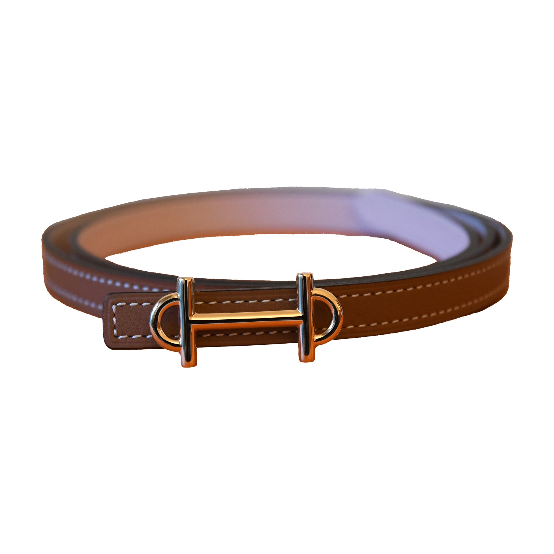 Hermes Gamma Reversible Belt Gold Hardware Brown-NOBLEMARS