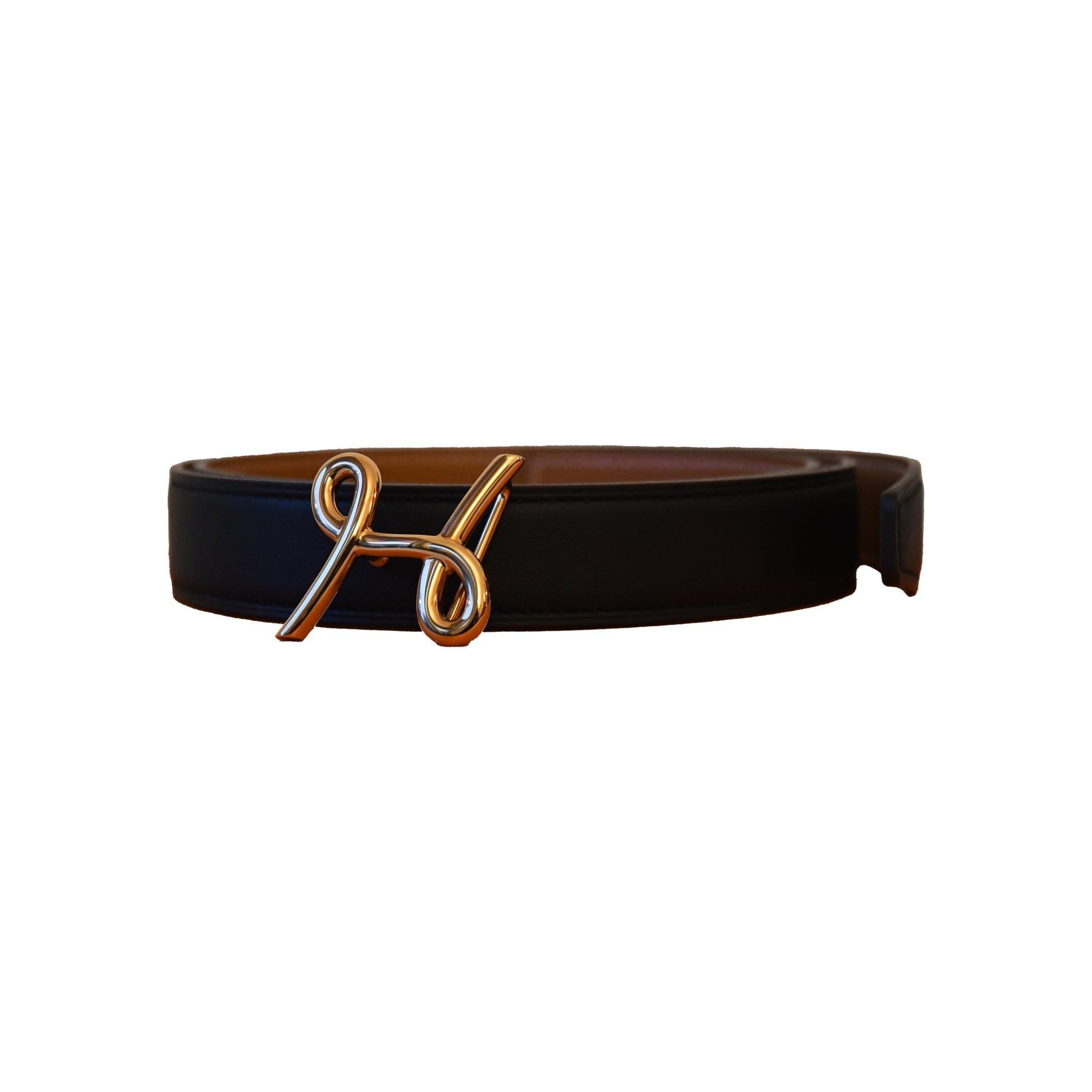 Hermes Swift Epsom H Cursives Belt Gold Hardware Black-NOBLEMARS