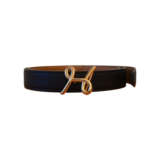 Hermes Swift Epsom H Cursives Belt Gold Hardware Black-NOBLEMARS