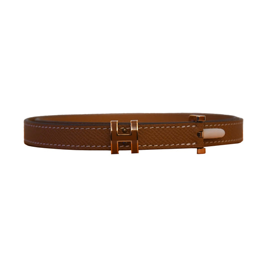 Hermes Brown Pop H Belt Gold Hardware Brown-NOBLEMARS