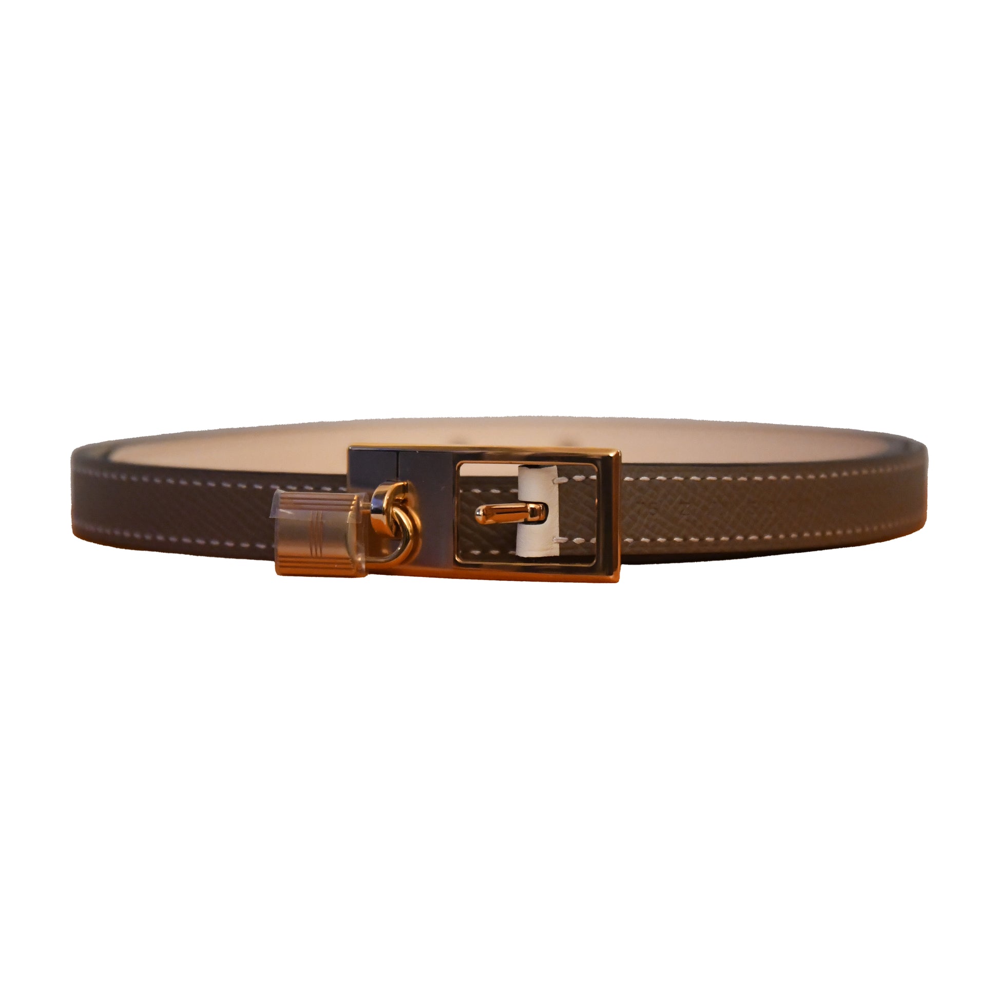 Hermes Reversible Lucky Belt Gold Hardware Grey-NOBLEMARS