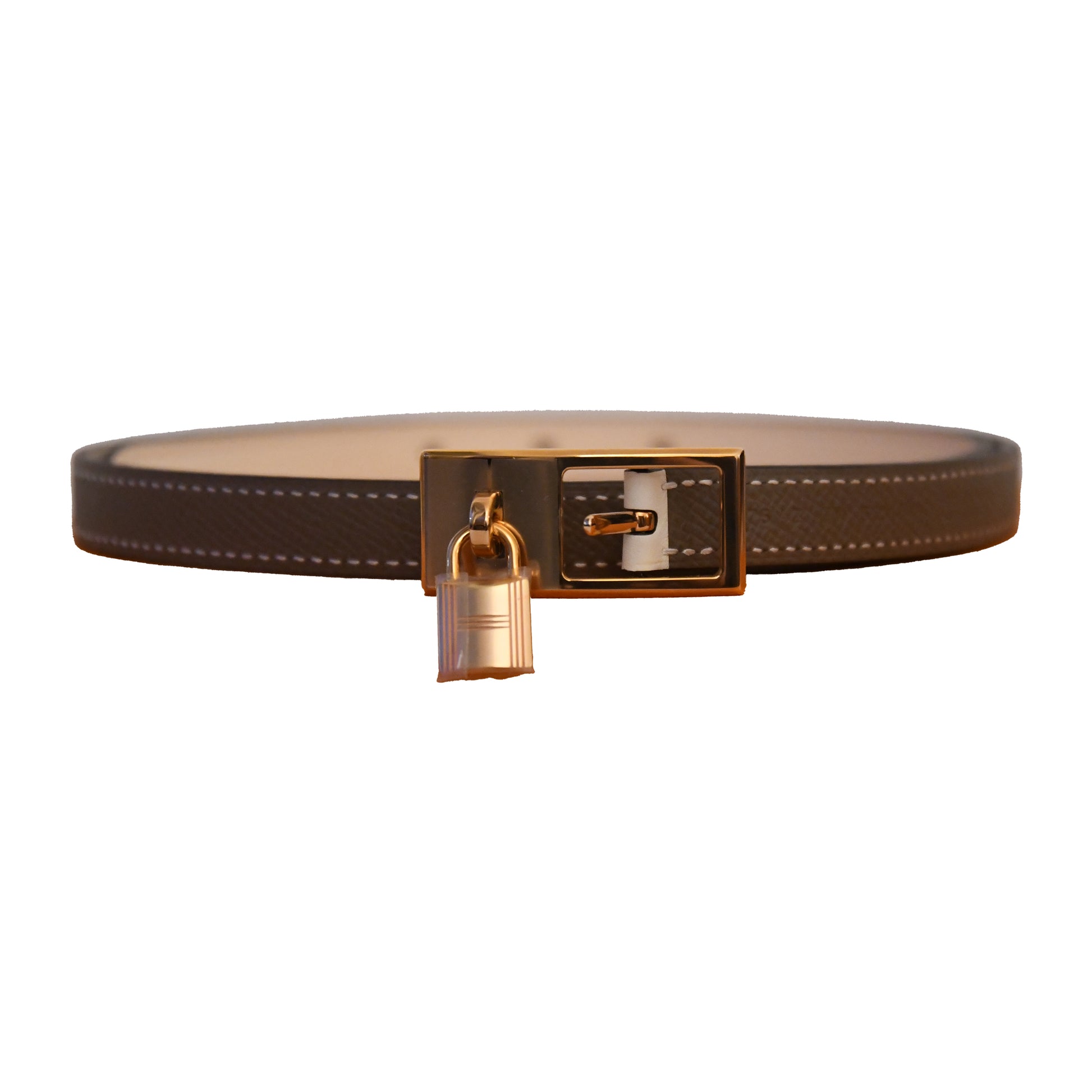 Hermes Reversible Lucky Belt Gold Hardware Grey-NOBLEMARS