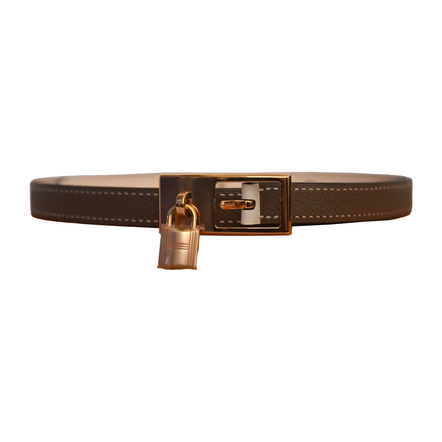 Hermes Reversible Lucky Belt Gold Hardware Grey-NOBLEMARS