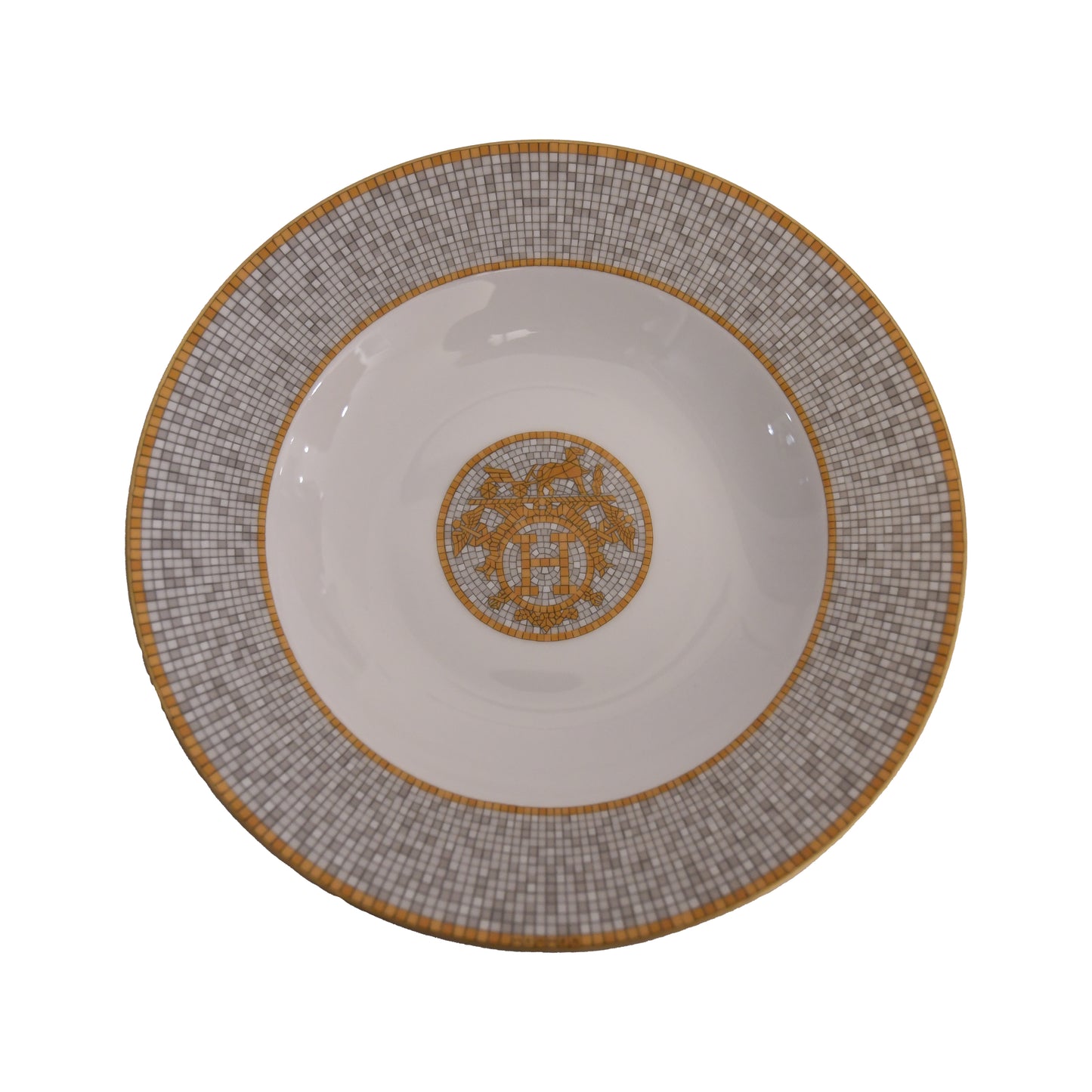 Hermes Mosaique AU 24 Soup Plate Gold Set of 2-NOBLEMARS