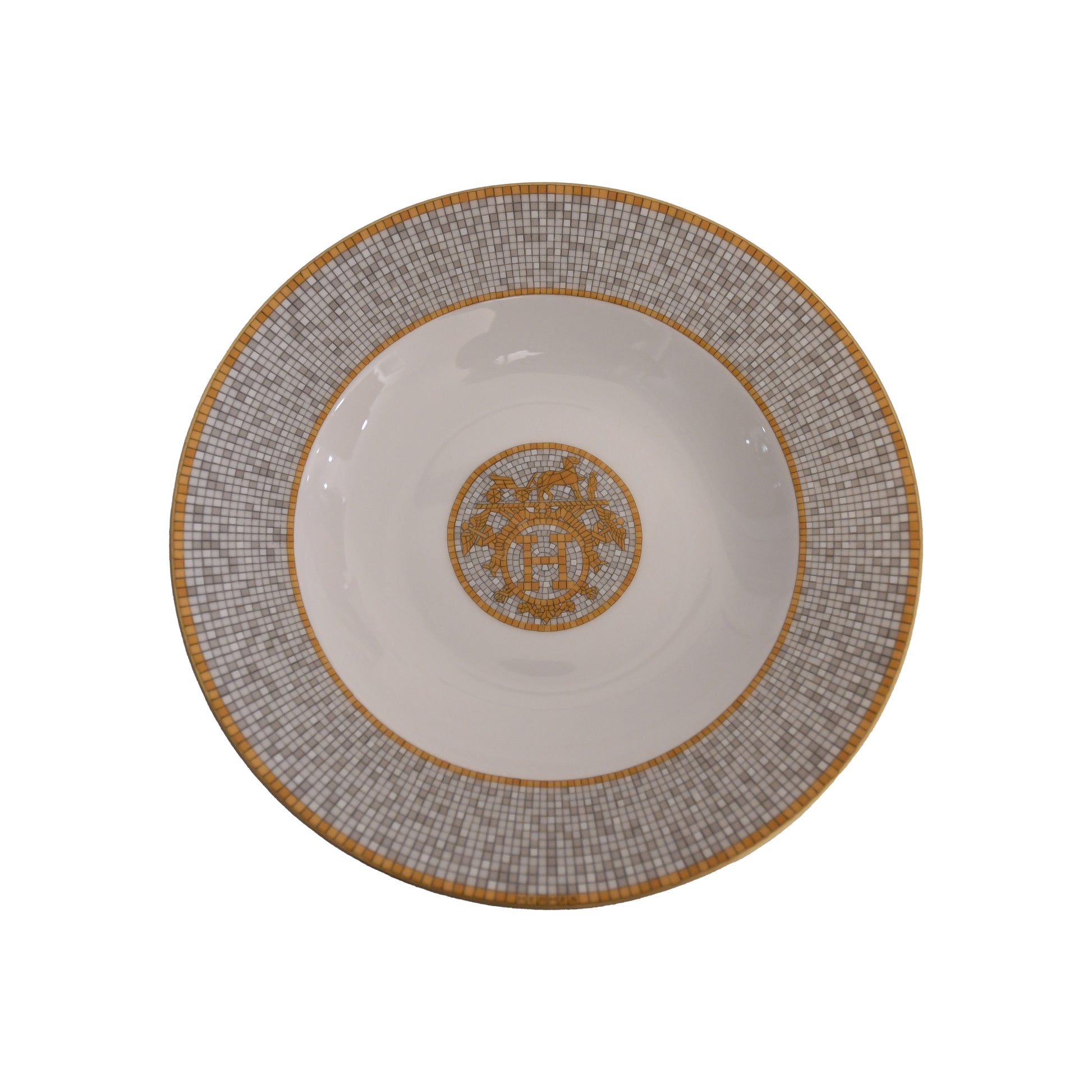 Hermes Mosaique AU 24 Soup Plate Gold Set of 2-NOBLEMARS
