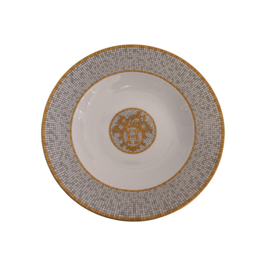 Hermes Mosaique AU 24 Soup Plate Gold Set of 2-NOBLEMARS