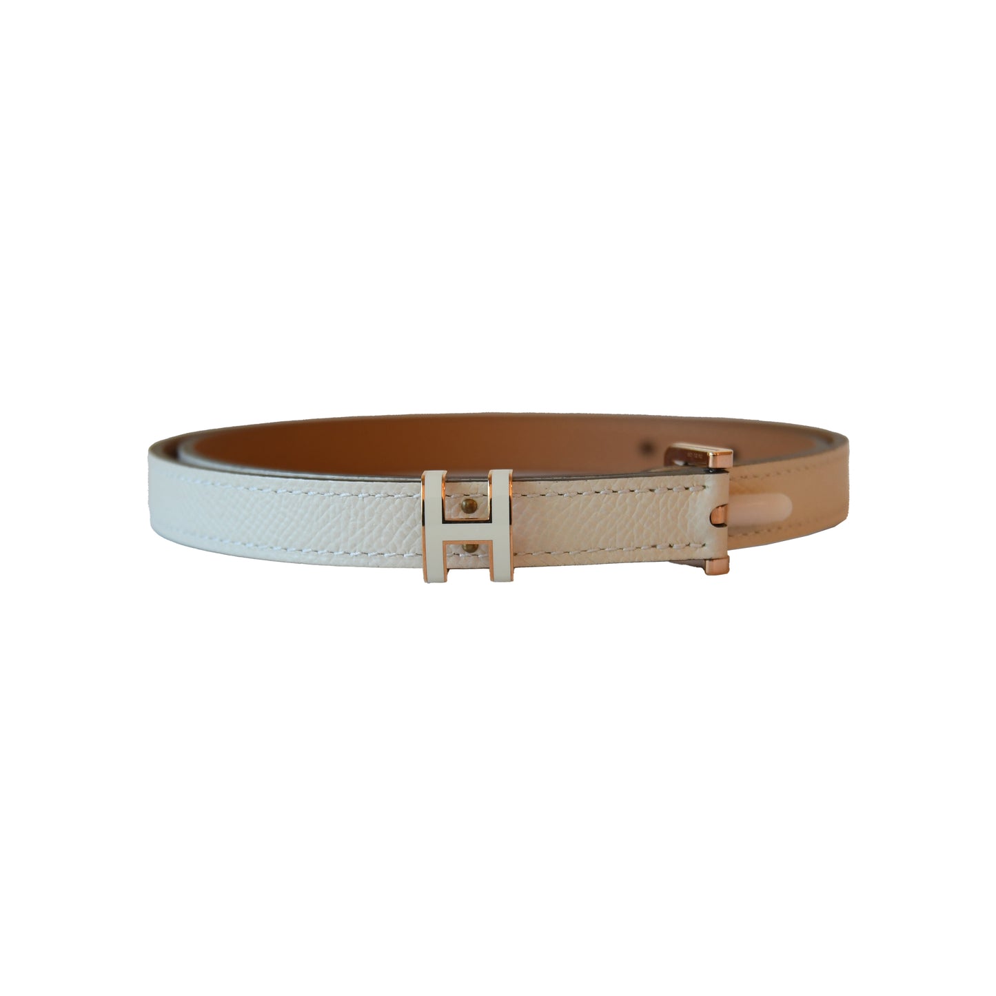 Hermes White Pop H Belt Gold Hardware Craie-NOBLEMARS