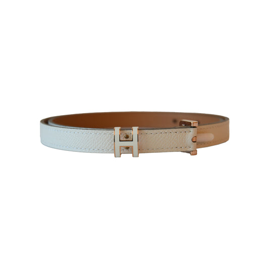 Hermes White Pop H Belt Gold Hardware Craie
