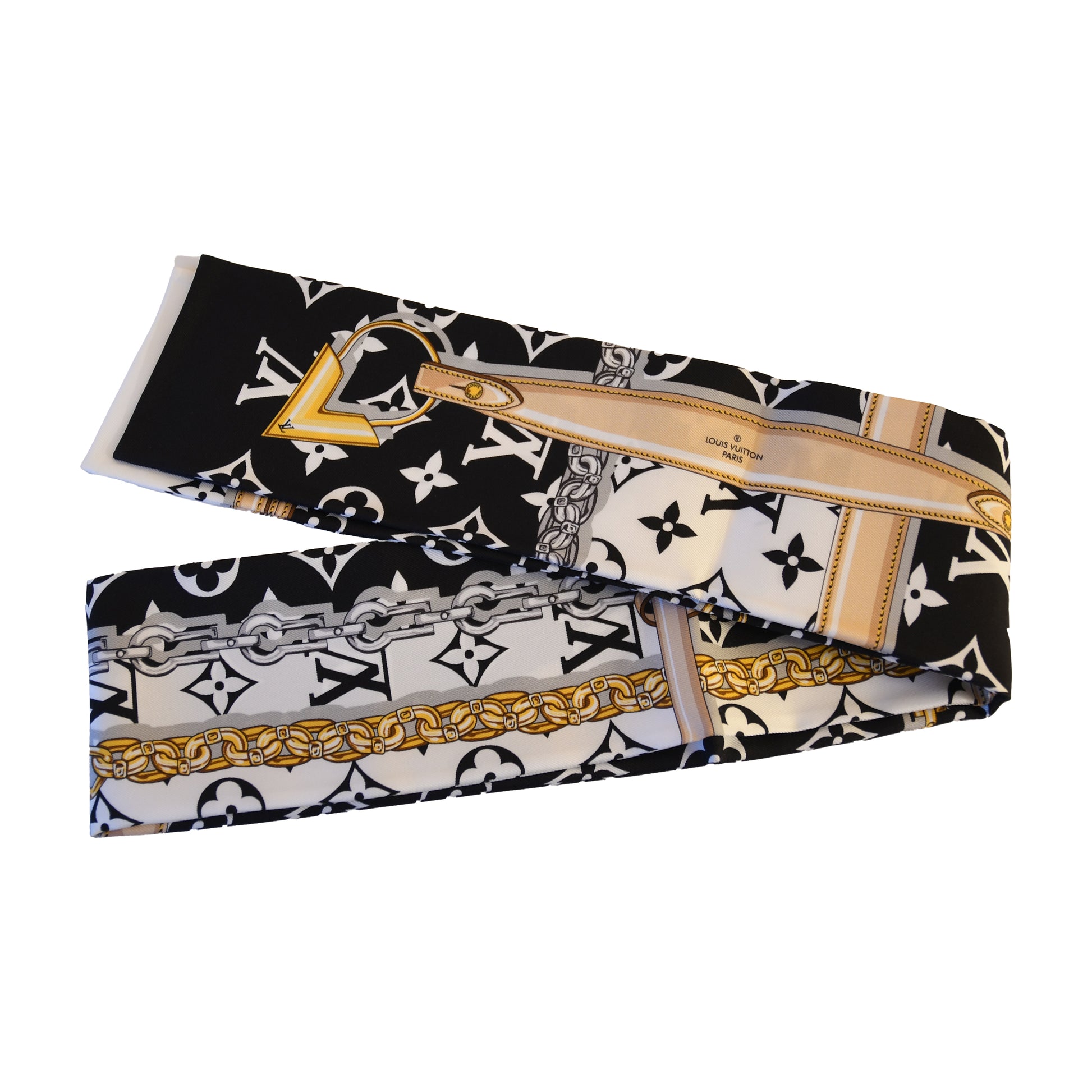 Louis Vuitton Confidential Black Bandeau Silk Scarf-NOBLEMARS