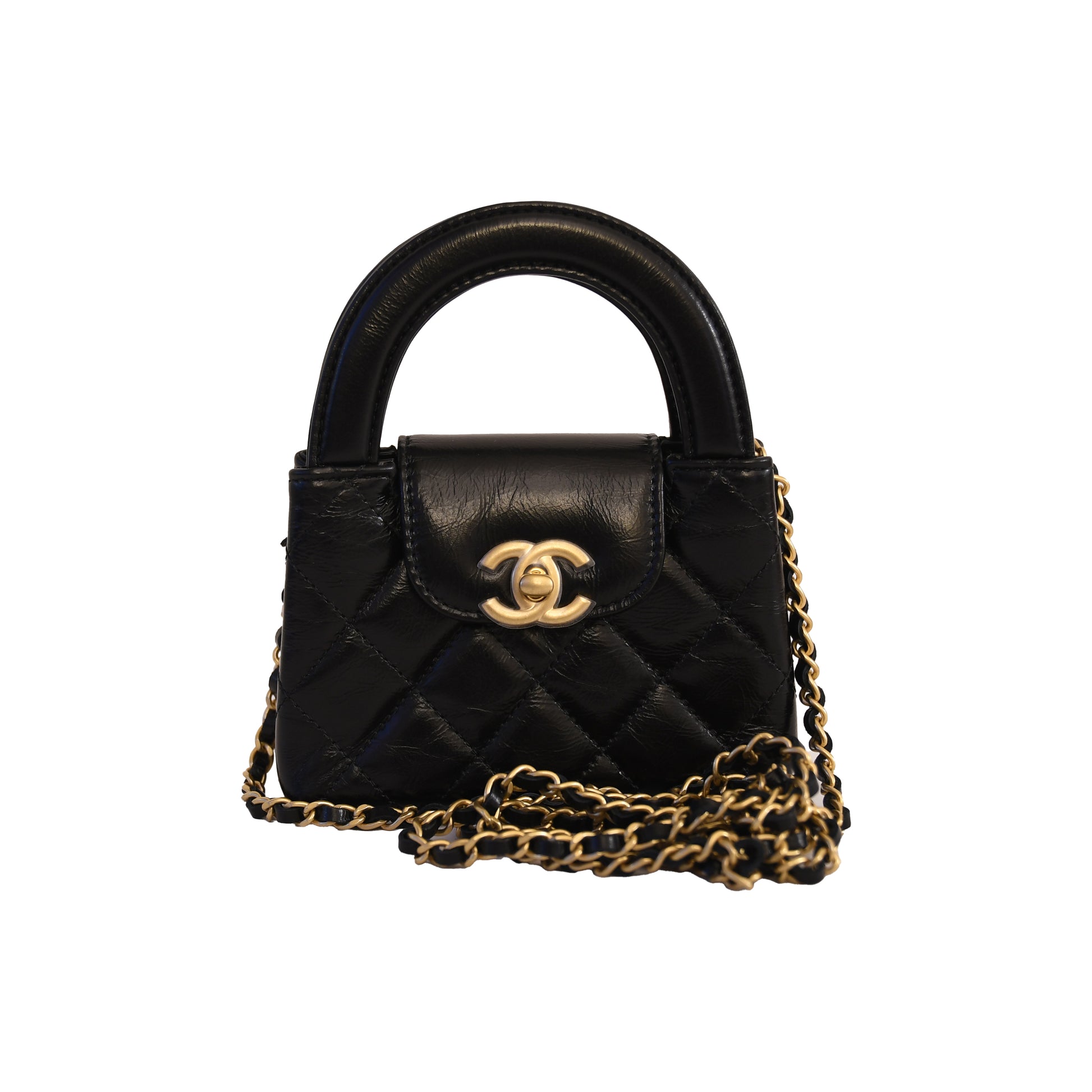 Chanel Nano Kelly Shopper bag Gold Hardware Black-NOBLEMARS