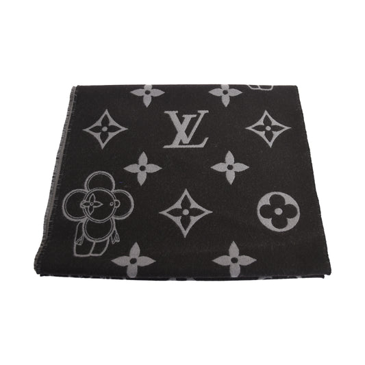 Louis Vuitton Monogram Vivienne Wool Scarf Dark Grey-NOBLEMARS