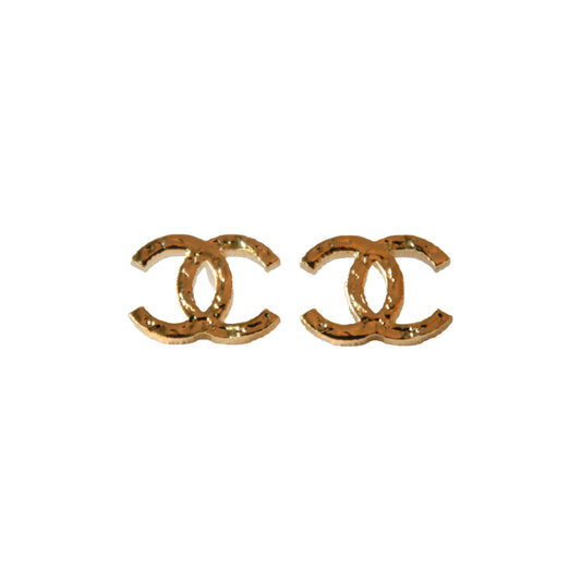 Chanel CC Enamel Metal Stud Earrings gold-NOBLEMARS