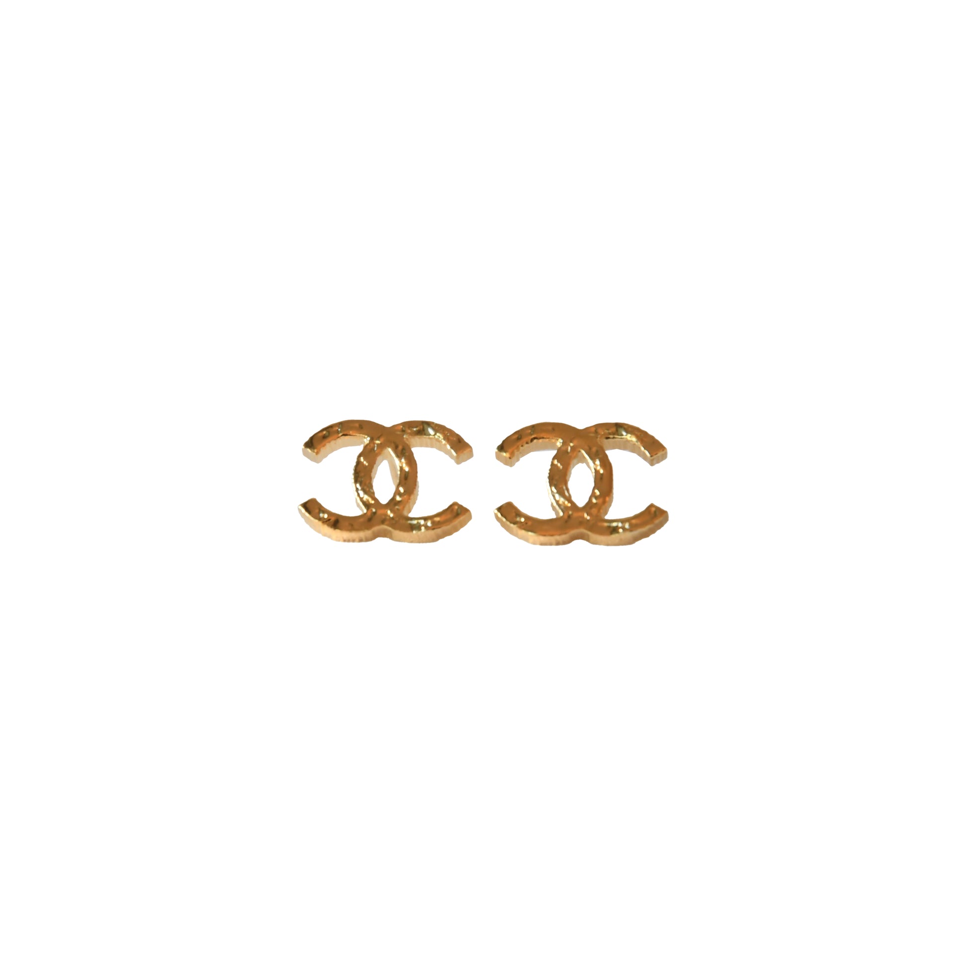 Chanel CC Enamel Metal Stud Earrings gold-NOBLEMARS