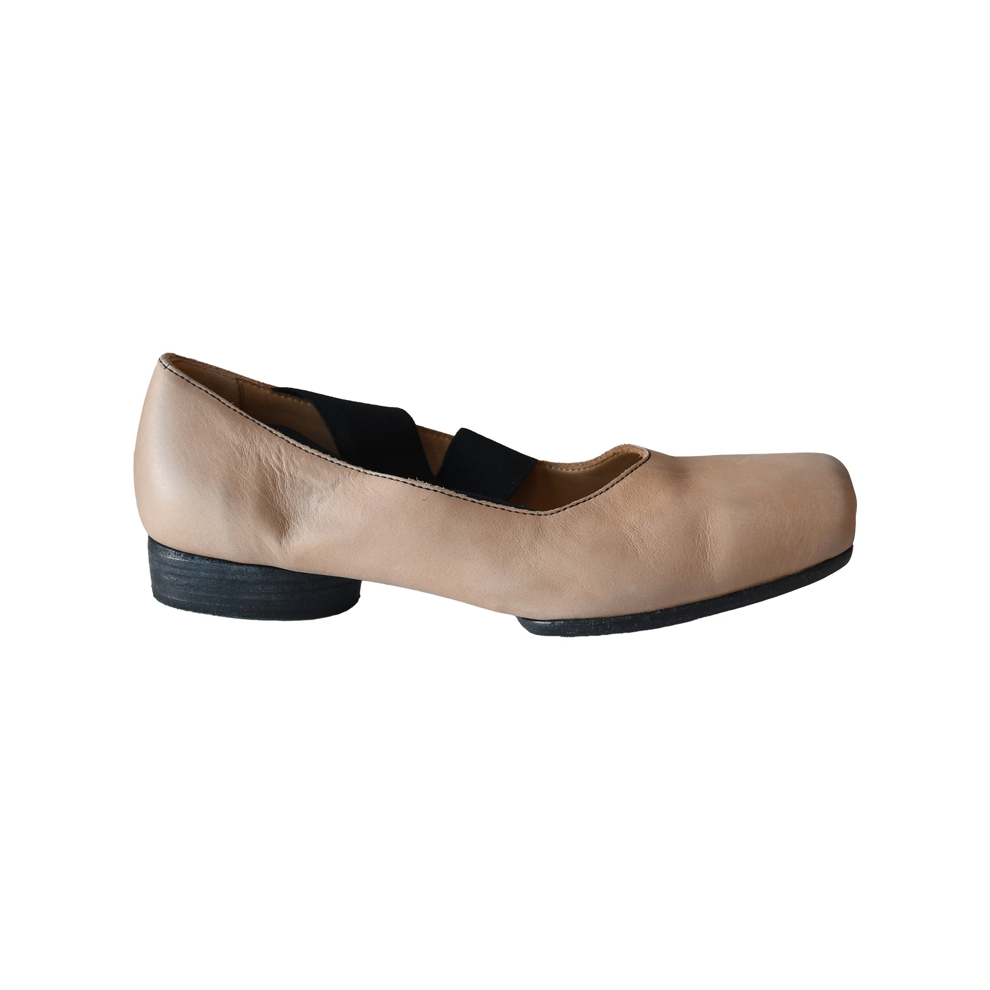 Uma Wang Square-Toe leather Ballerina Shoes Rose Black-NOBLEMARS