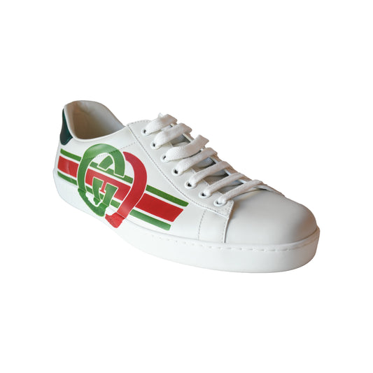Gucci Ace Interlocking GG Logo Low-Top Sneaker White Green Red-NOBLEMARS