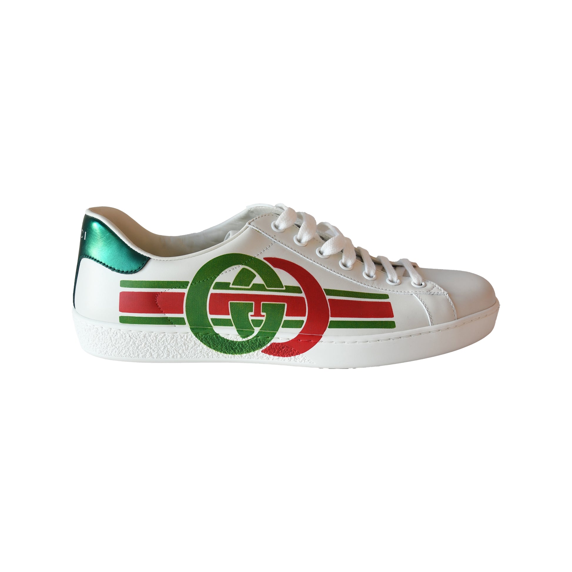 Gucci Ace Interlocking GG Logo Low-Top Sneaker White Green Red-NOBLEMARS