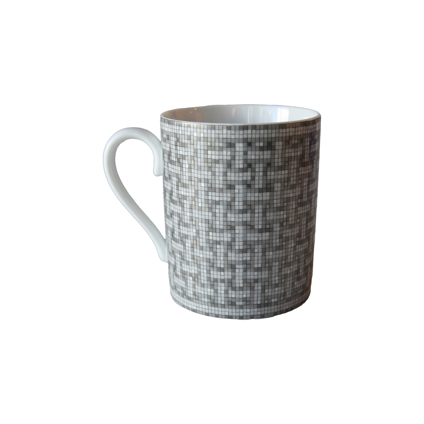 Hermes Mosaique Au 24 Platinum Porcelain Mug Grey-NOBLEMARS