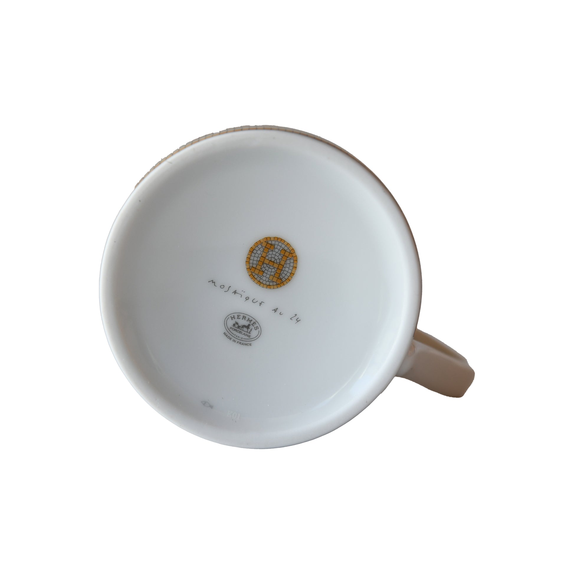 Hermes Mosaique Au 24 Platinum Porcelain Mug Gold-NOBLEMARS