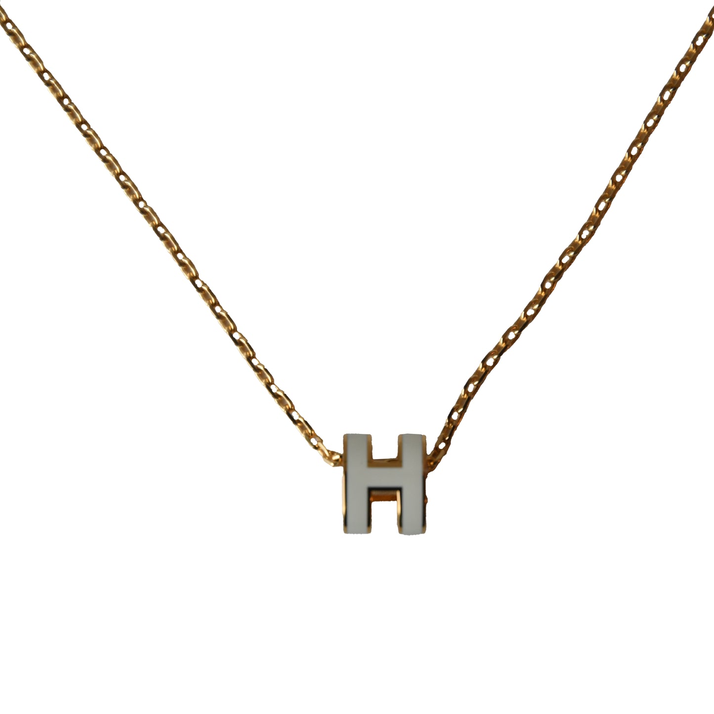 Hermes Mini Pop H Necklaces Gold Hardware White-NOBLEMARS