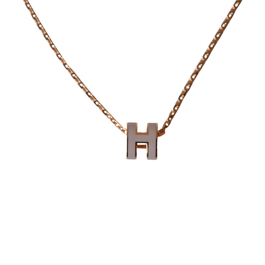 Hermes Mini Pop H Necklaces Rose Gold Hardware Marron-NOBLEMARS