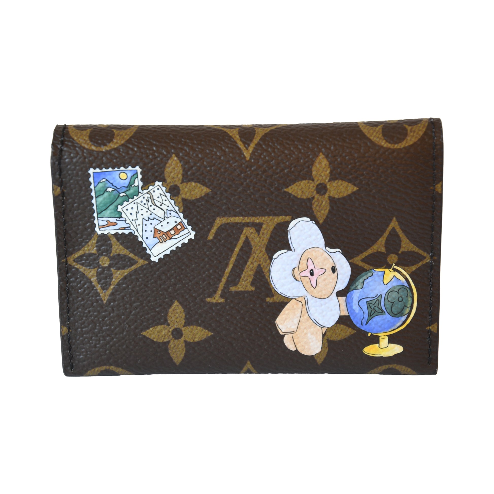 Louis Vuitton Monogram Canvas Card Holder With Vivienne Travel-Themed Sticker Patterns-NOBLEMARS