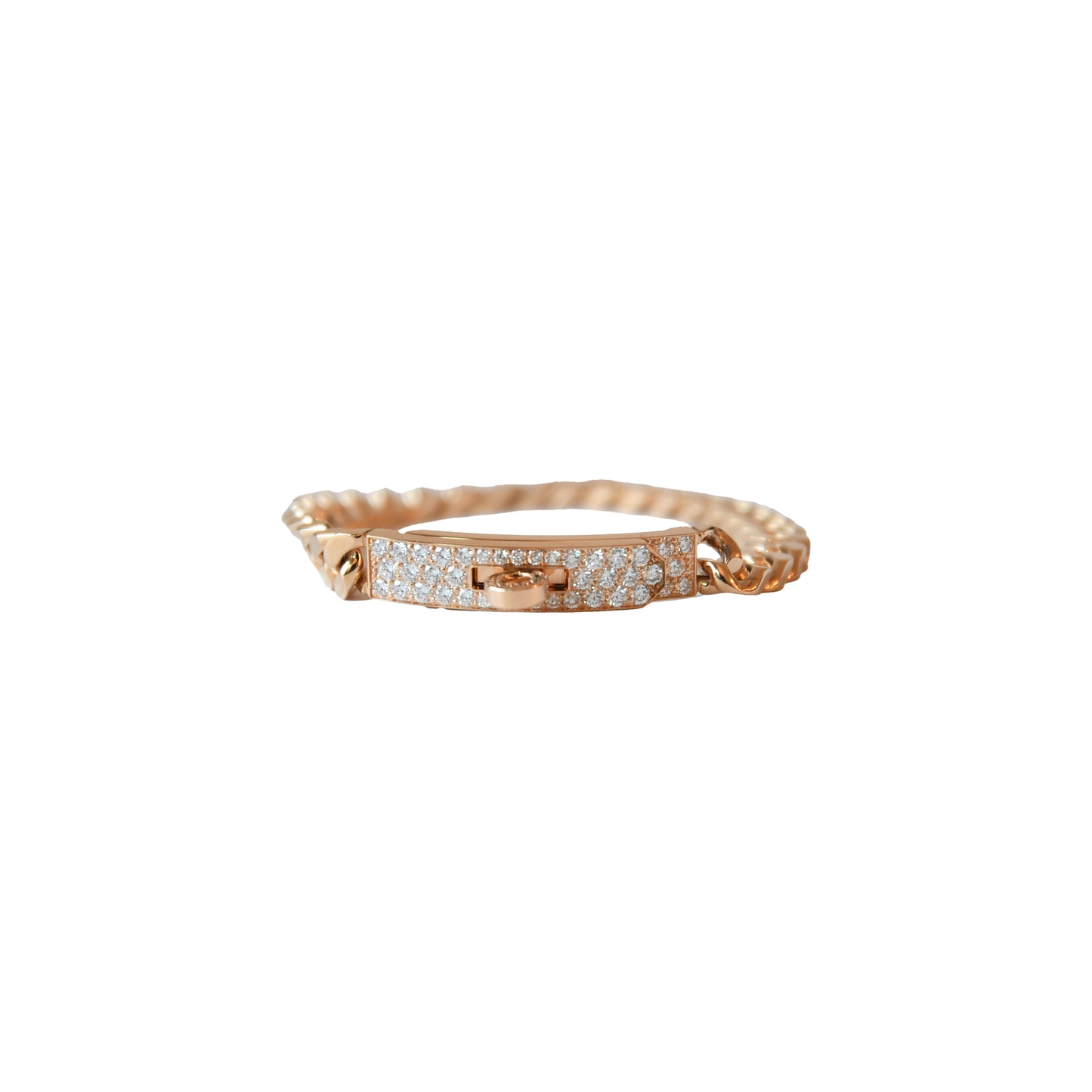 Hermes Diamonds Kelly Gourmette Bracelet Rose Gold-NOBLEMARS