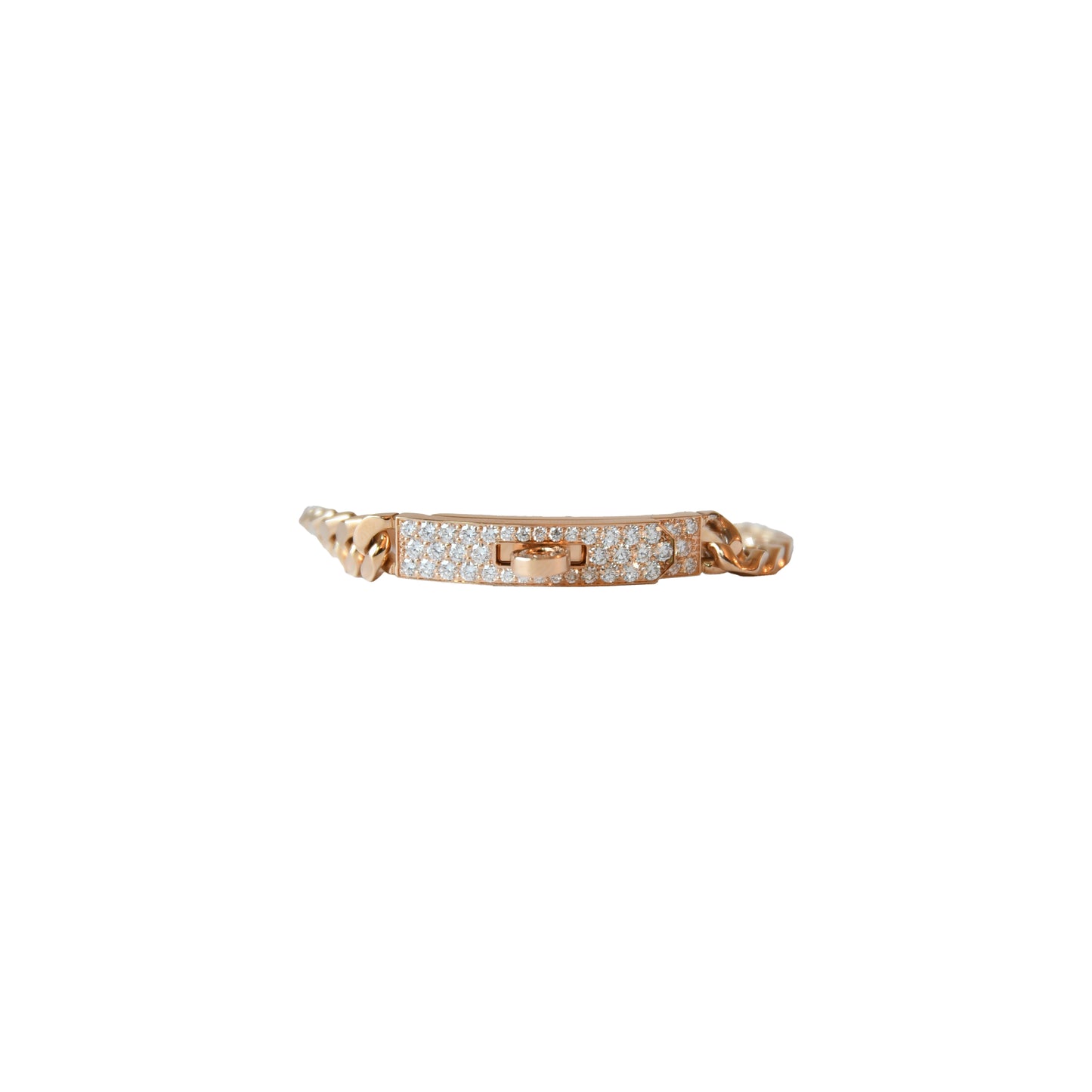 Hermes Diamonds Kelly Gourmette Bracelet Rose Gold-NOBLEMARS