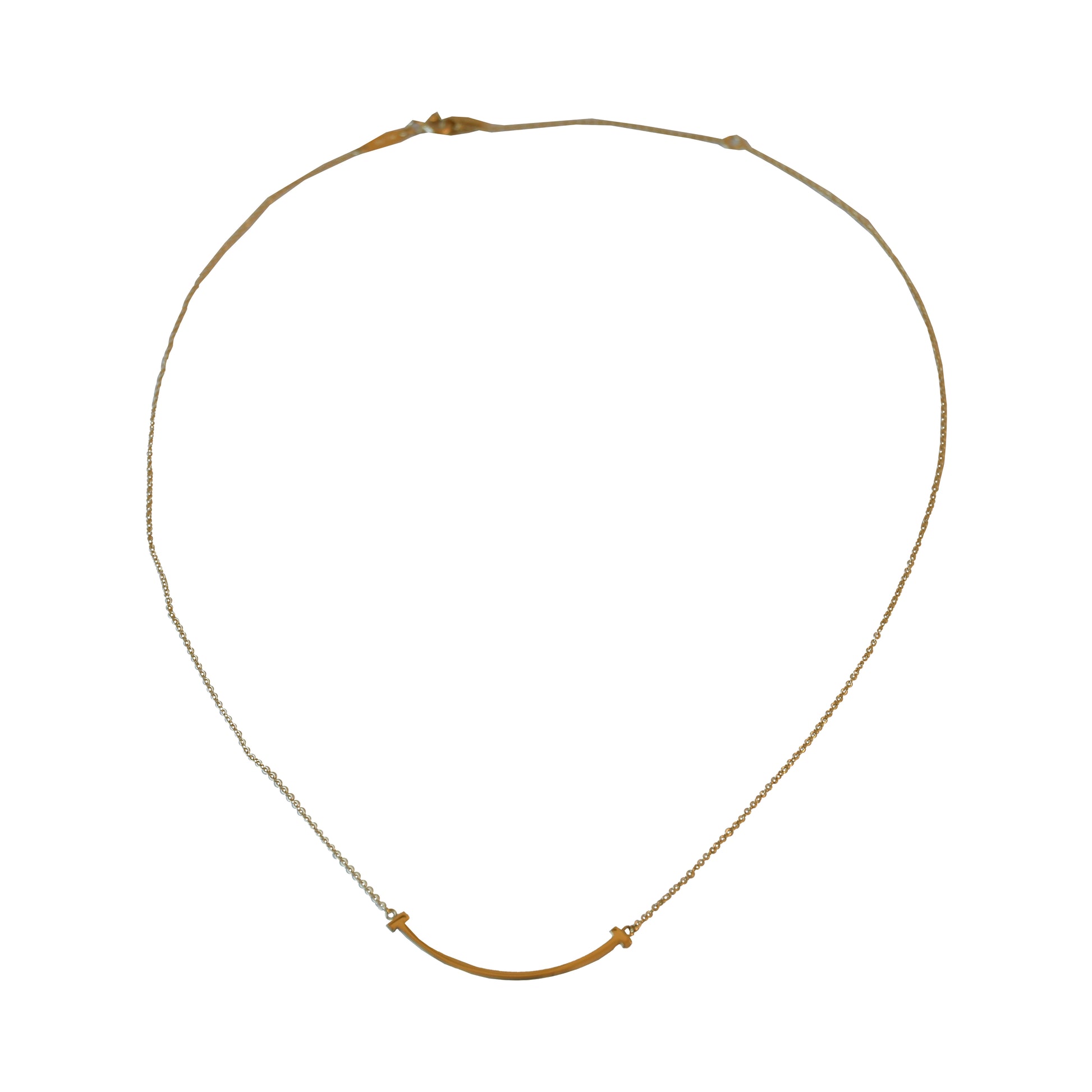 Tiffany 18k T Smile Small Pendant Necklace Rose Gold-NOBLEMARS