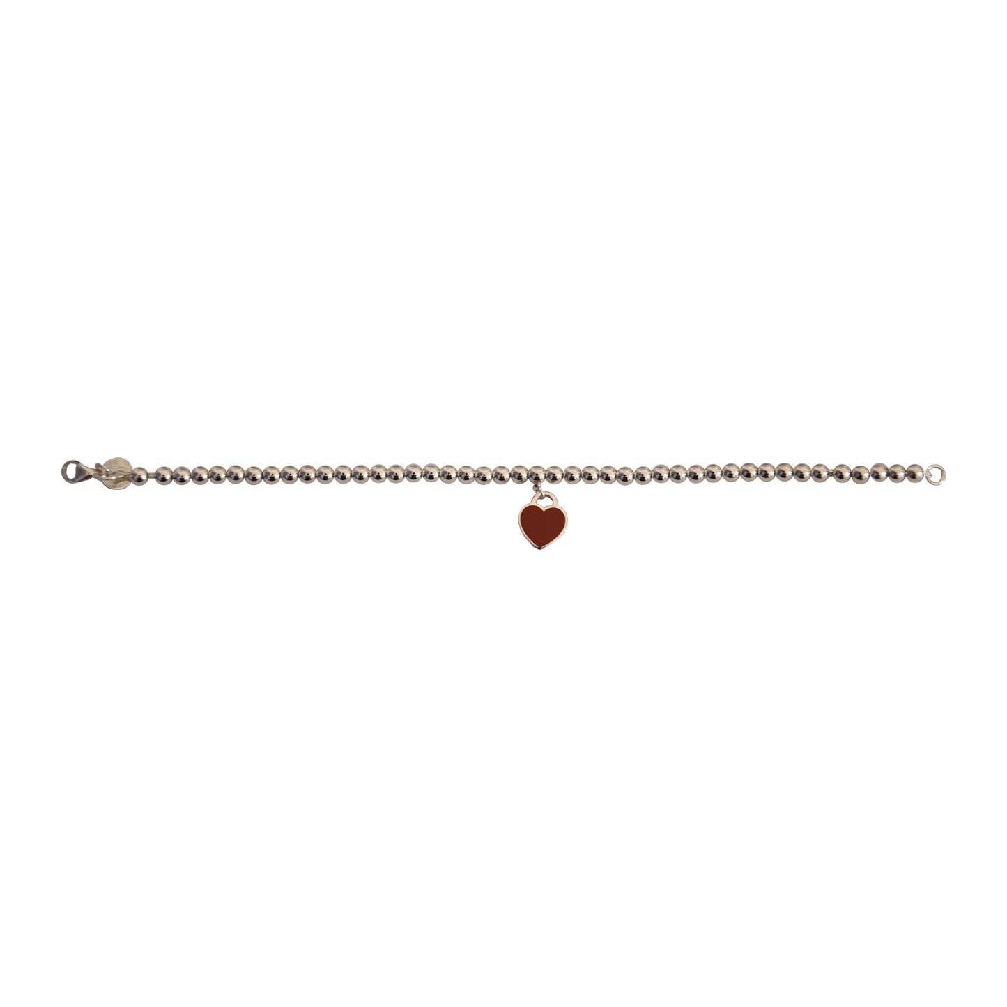 Tiffany Return to Tiffany Red Heart Tag Bead Bracelet Silver-NOBLEMARS