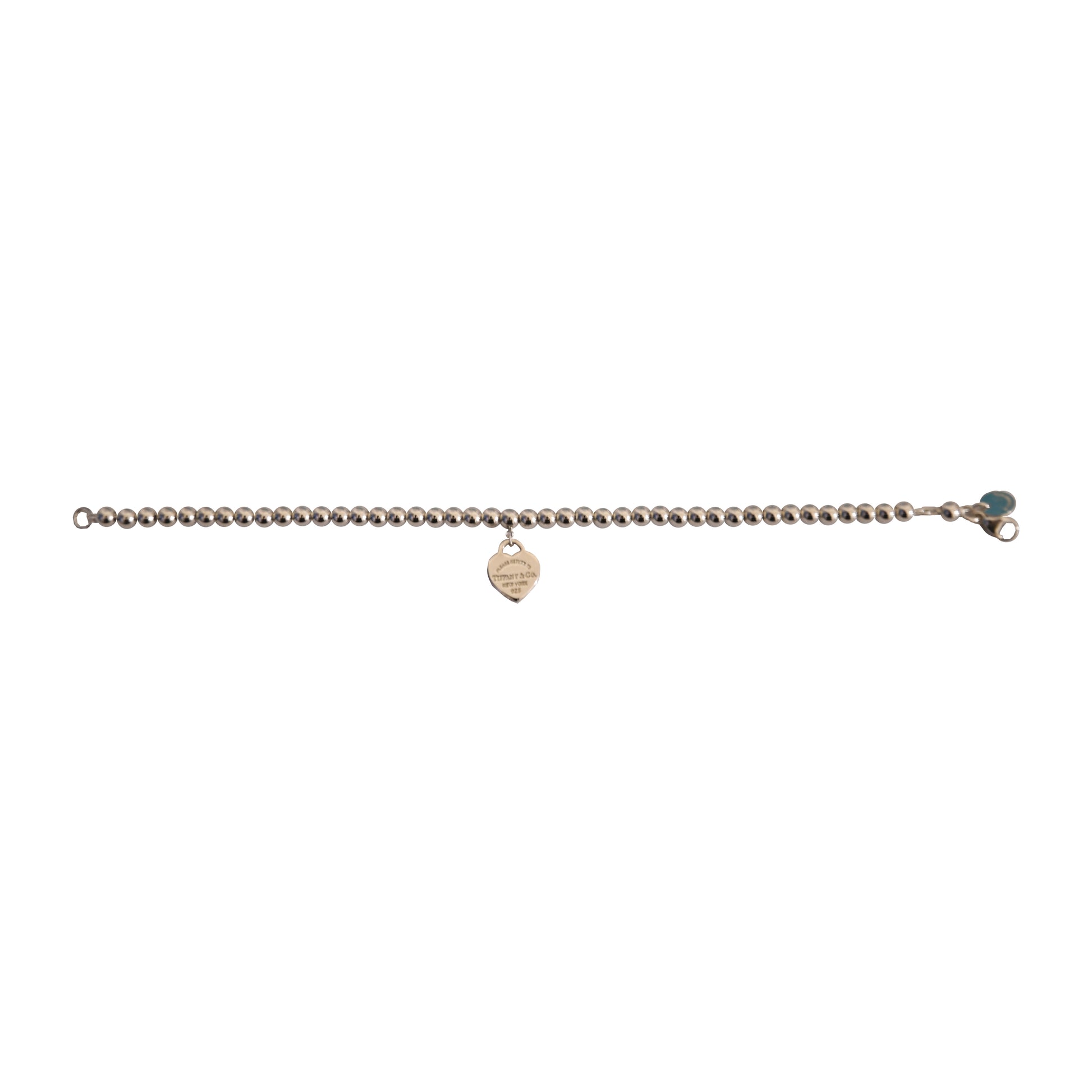 Tiffany Return to Tiffany Red Heart Tag Bead Bracelet Silver-NOBLEMARS