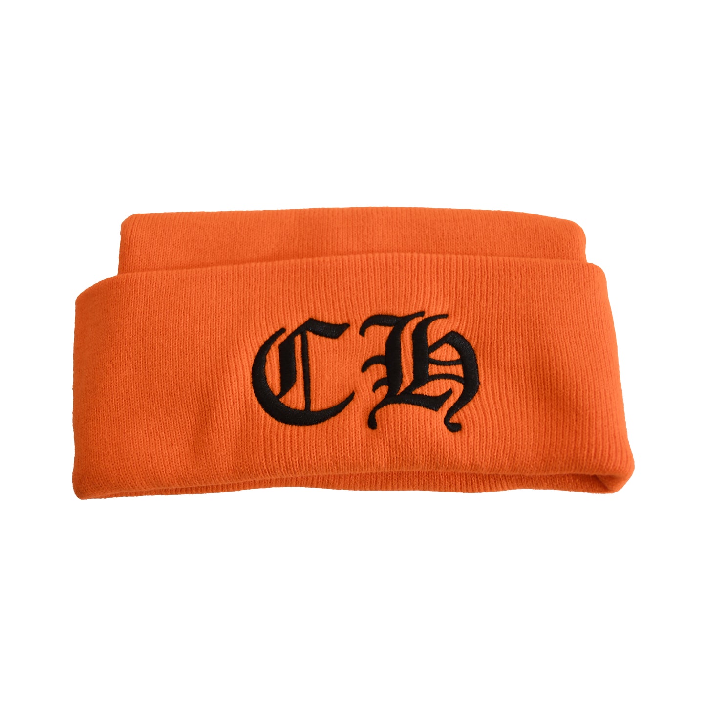 Chrome Hearts Embroidered CH Logo Beanie Black Orange-NOBLEMARS