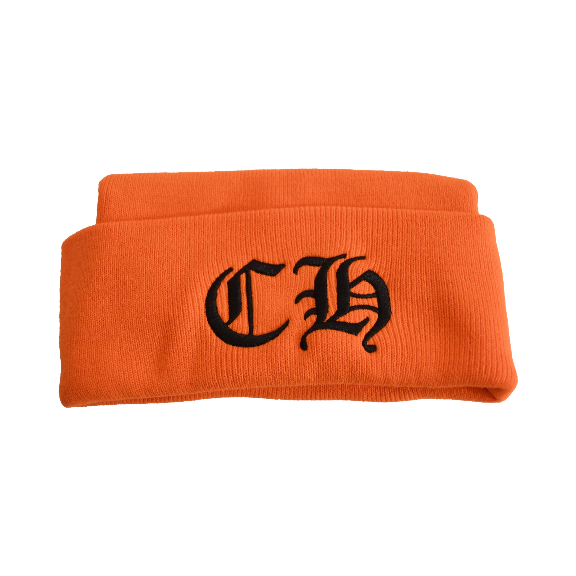 Chrome Hearts Embroidered CH Logo Beanie Black Orange-NOBLEMARS