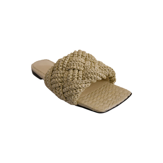 Bottega Veneta Lido Flat Sandal Maxi Tubolare Intreccio Raffia White-NOBLEMARS