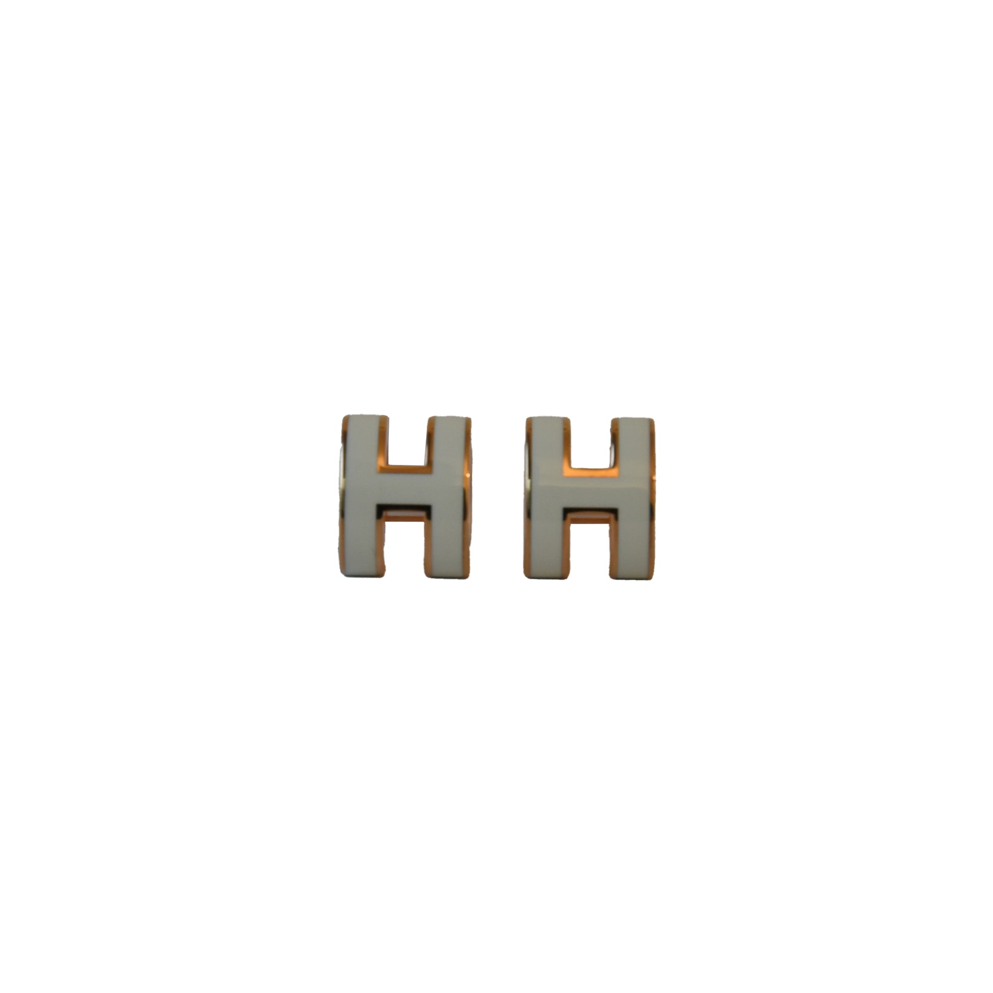 Hermes Mini Pop H Earrings Rose Gold Hardware White-NOBLEMARS