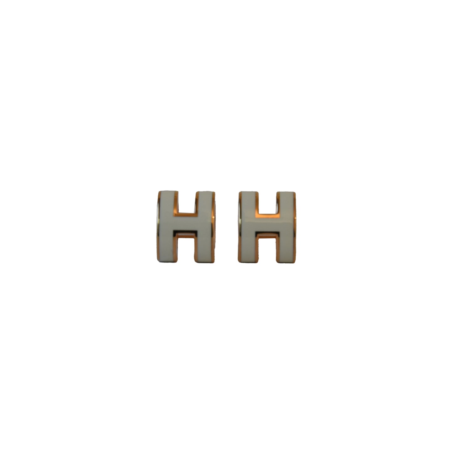 Hermes Mini Pop H Earrings Rose Gold Hardware White-NOBLEMARS