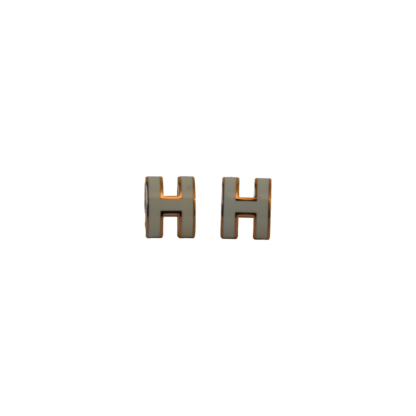 Hermes Mini Pop H Earrings Rose Gold Hardware White-NOBLEMARS