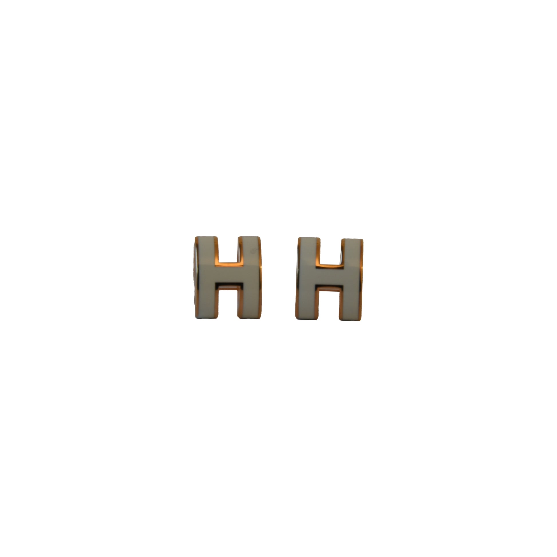 Hermes Mini Pop H Earrings Rose Gold Hardware White-NOBLEMARS