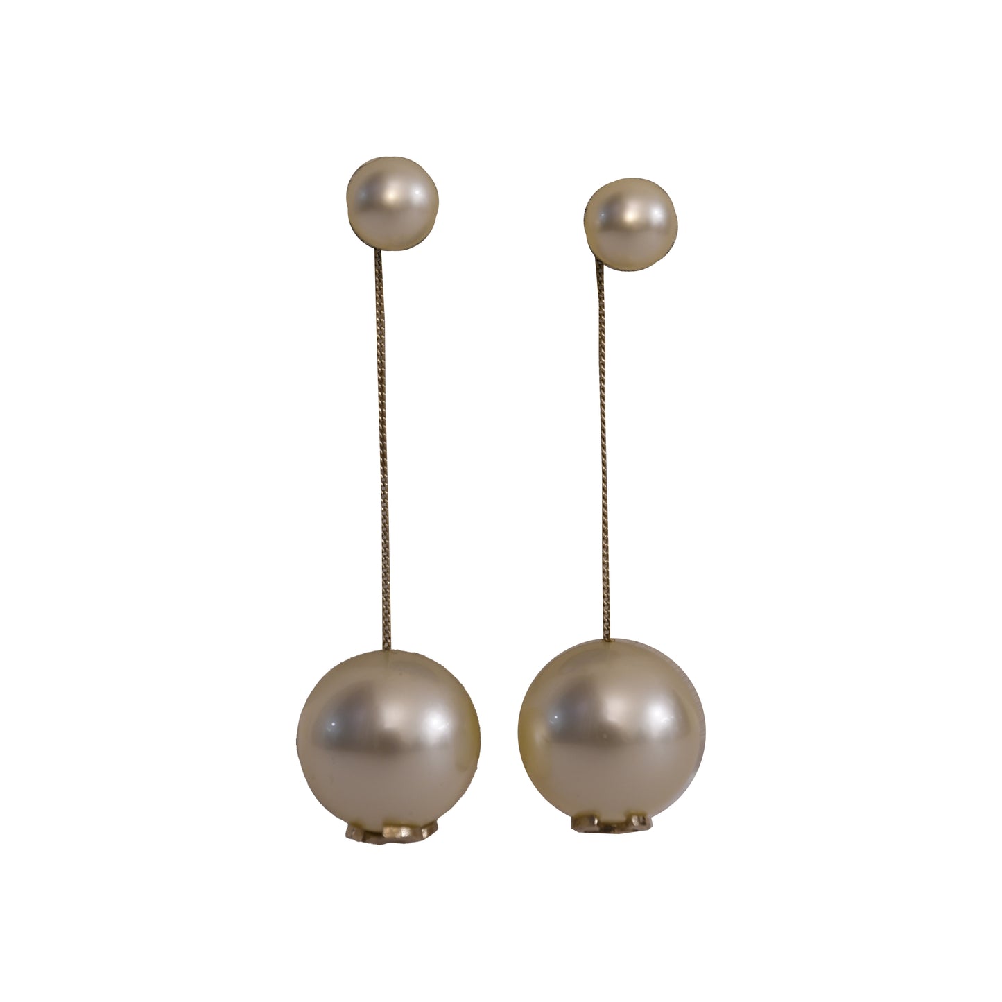 Chanel CC Pearl Dangle Drop Earrings White