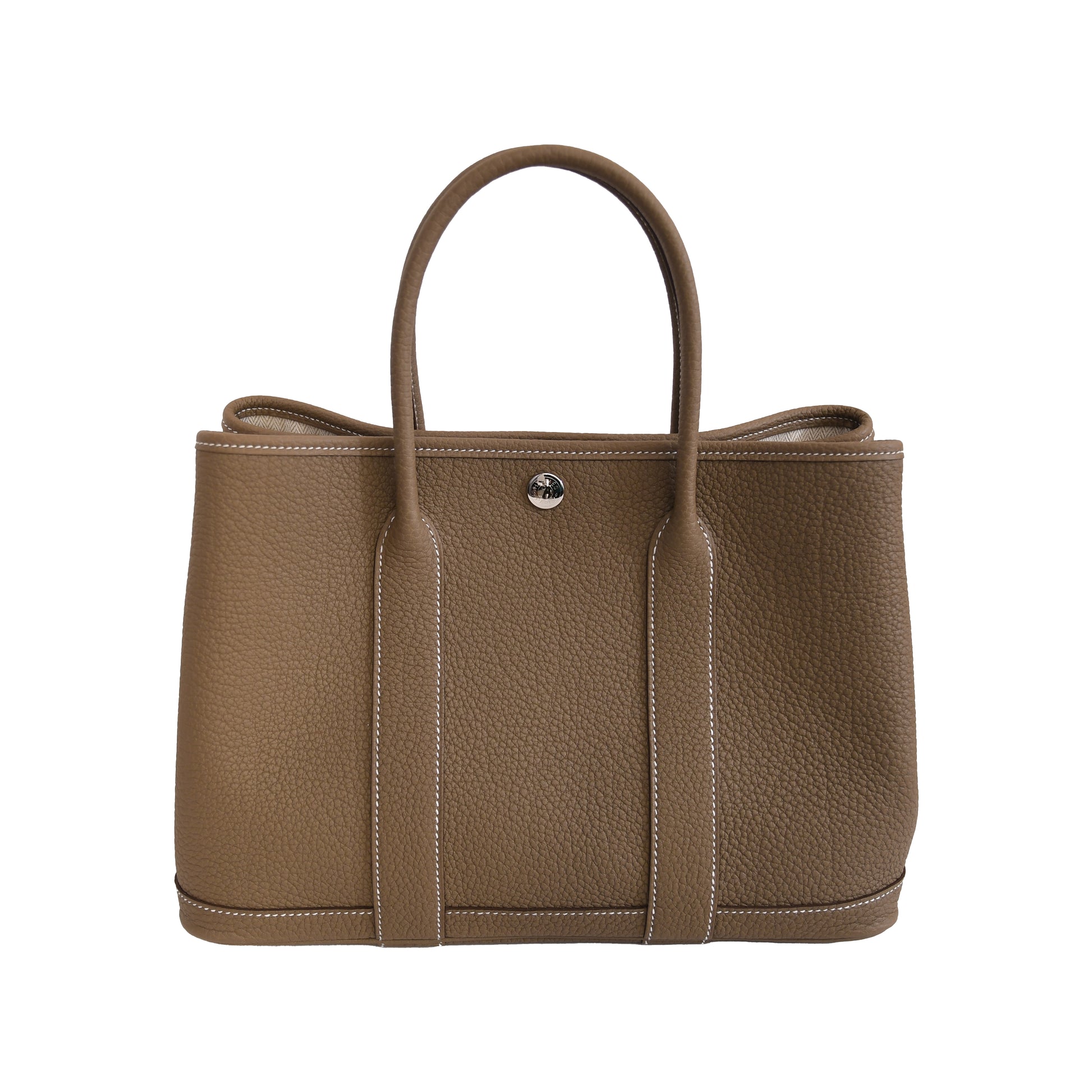 Hermes Garden Party 30 Veau Negonda Palladium Hardware Etoupe-NOBLEMARS