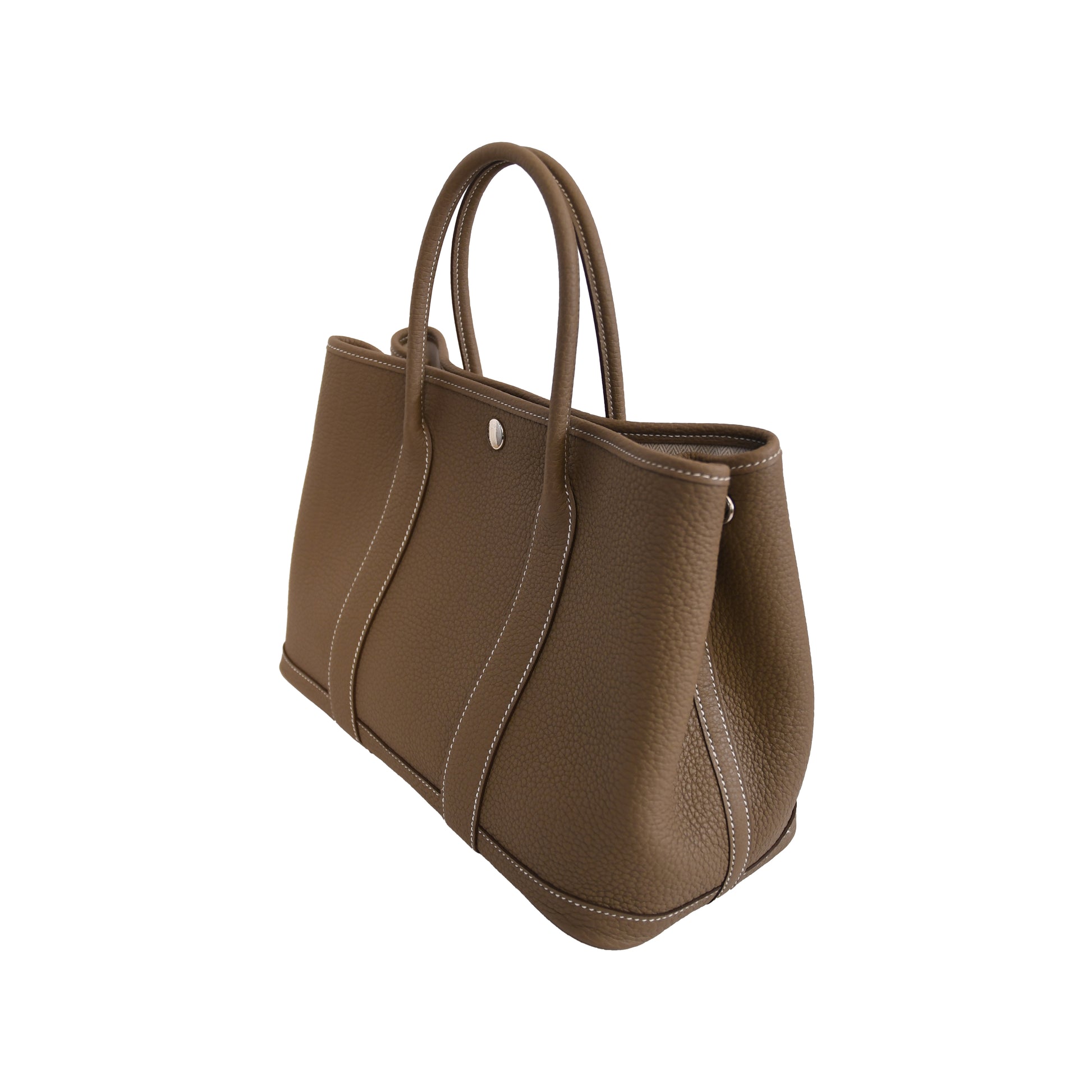 Hermes Garden Party 30 Veau Negonda Palladium Hardware Etoupe-NOBLEMARS