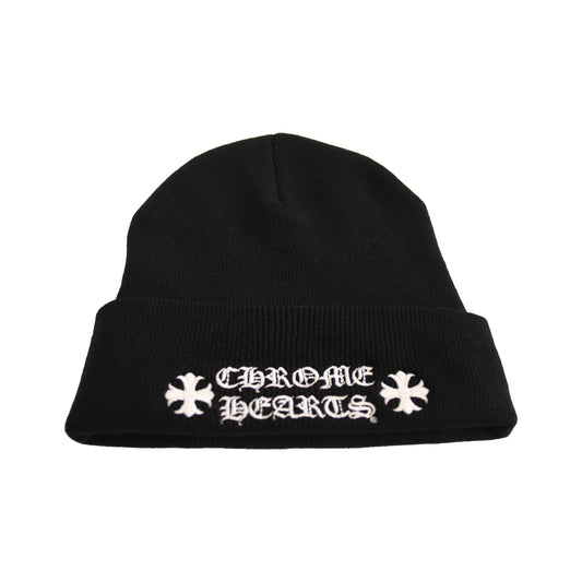 Chrome Hearts Logo-Embroidered Beanie Black-NOBLEMARS