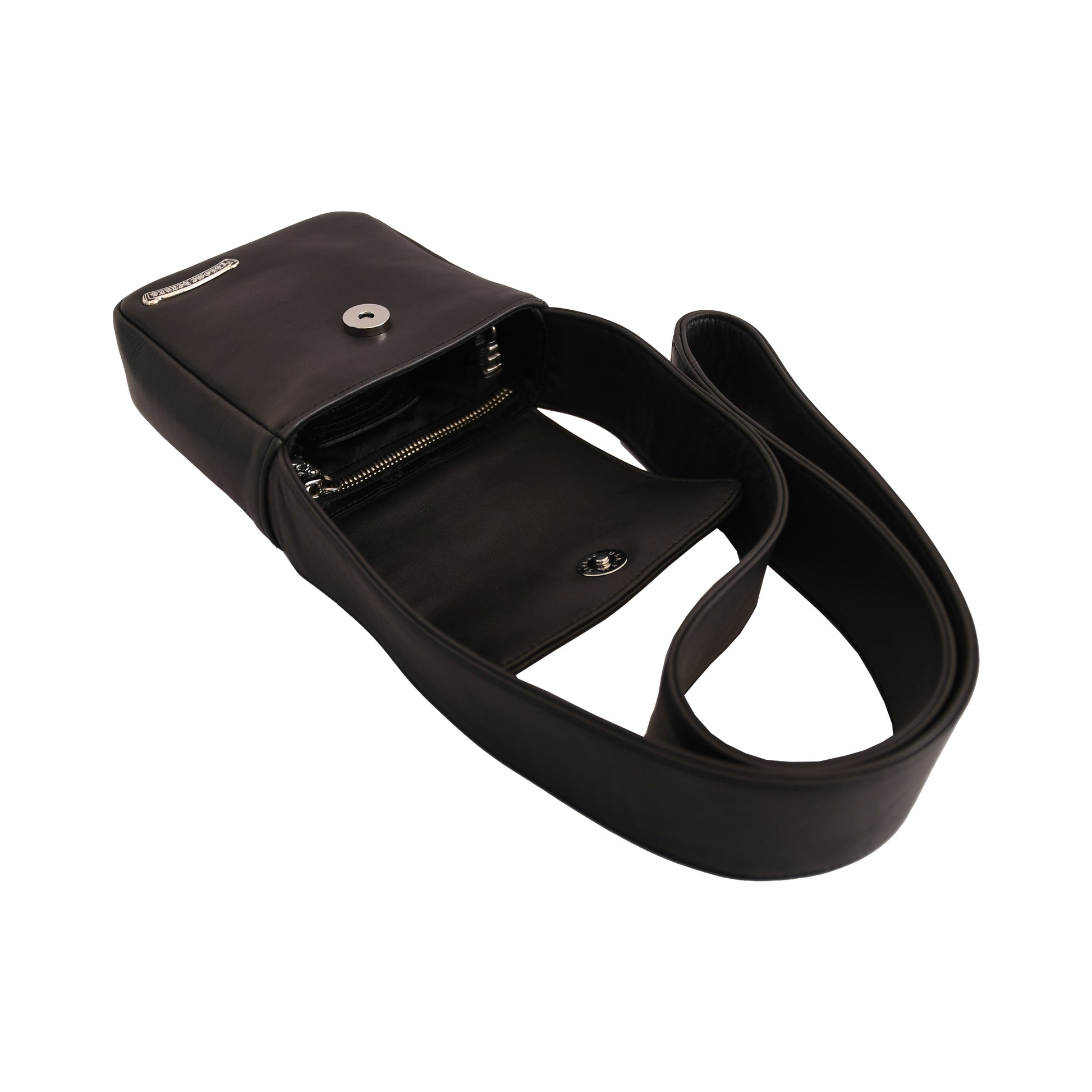 Chrome Hearts Floral Ball Button With Hot Pot Leather Shoulder Bag Black-NOBLEMARS