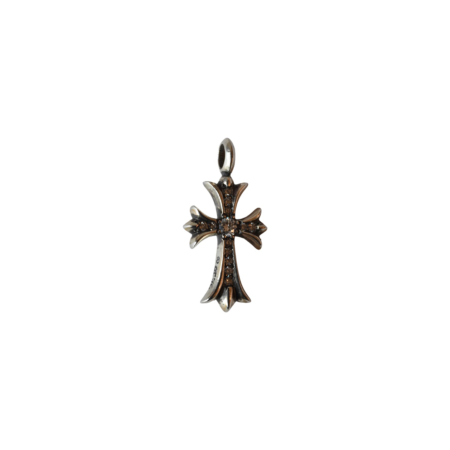 Chrome Hearts CH Tiny Cross With Pave Diamonds Pendant
